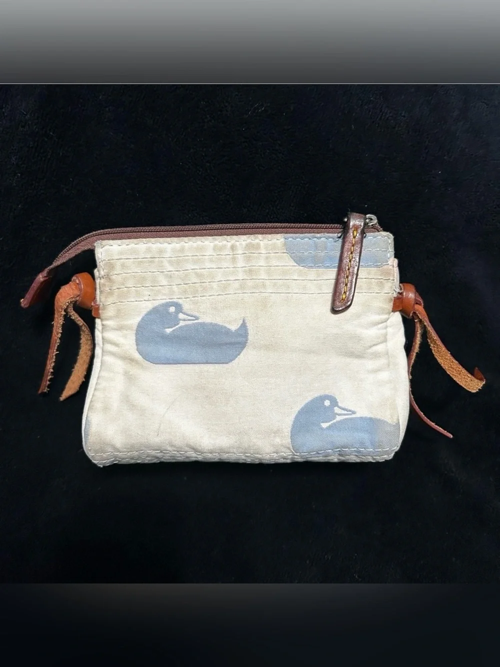Dooney & Bourke Cream Canvas Crossbody with Blue Duck Motif